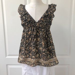 Indie Ella Silk Vintage Bohemian Printed Top Small